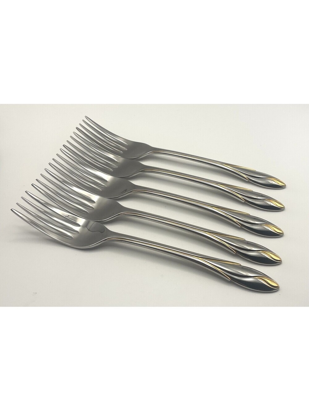(5) Yamazaki IRIS GOLD Stainless 18/8 Japan Dinner Fork Lot ~ 7.75”
